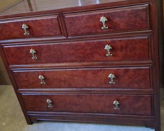 Mid-Century Burl Wood Veneer Chest of Drawers 36"x38"32"