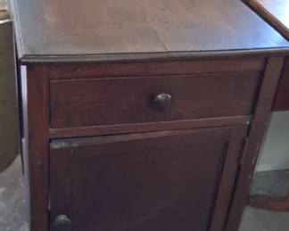Vintage Wood Bedside Commode Cabinet