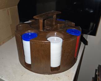 Vintage Tri-State Plastics Revolving Poker Chip Carousel Rack with Chips