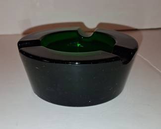 Mid-Century Modern Emerald Green Glass Ashtray
