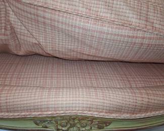 Vintage French Provincial Style Settee with Gingham Upholstery