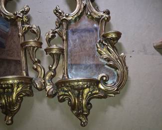 Bori Products Vintage Rococo Style Bird Sconces with Mirror 2'7" high