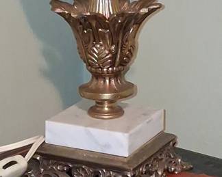 Vintage Cut Crystal and Brass Table Lamp with Marble Base