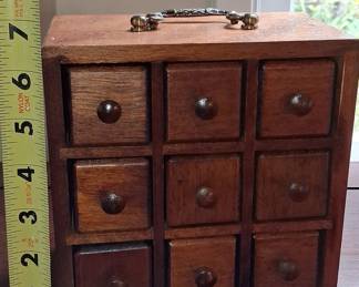 Vintage Wooden Apothecary Spice Chest