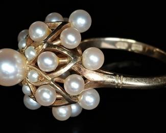 Mayuyama & Co. Cultured Pearl Cluster Ring