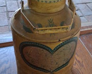 Hand-Painted Folk Art Milk Can with Verse