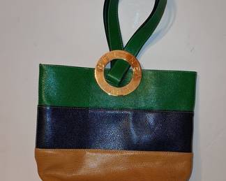 Celine Paris Multi-Colored Lizard-Embossed Tote