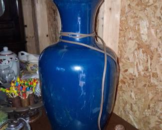 Vintage Cobalt Blue Ceramic Ginger Jar Table Lamp
