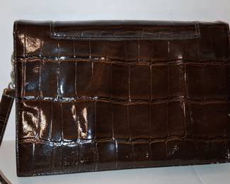 Vintage Fendi Croc-Embossed Patent Leather Shoulder Bag