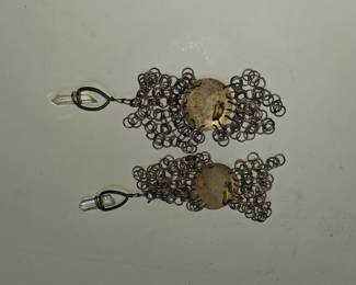 Margaret De Patta Style Chainmail and Crystal Earrings