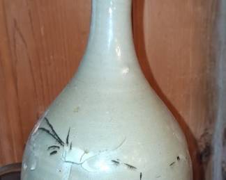 Korean Celadon Vase with Crane Motif