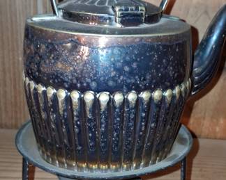 Victorian Silver-Plated Tea Kettle on Stand