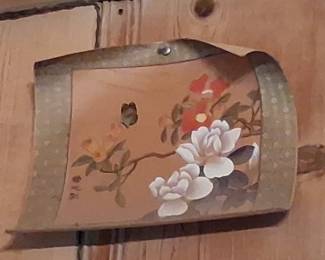 Vintage Japanese Silk Painting of Flowers and Butterfly