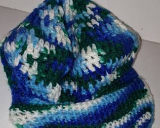 Hand-Crocheted Variegated Yarn Bucket Hat with Brim
