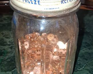 Vintage Levi Strauss & Co. Copper Rivet Assortment in Glass Jar