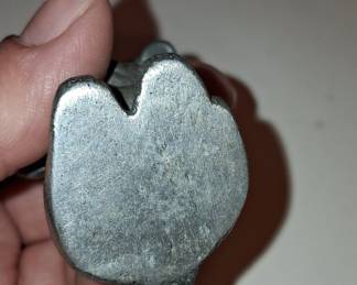 Vintage Cast Iron Bucki Carbons Ribbons Dog Paperweight
