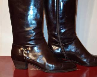 Salvatore Ferragamo Brown Leather Riding Boots