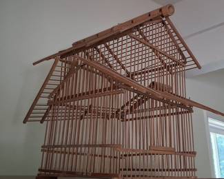 Vintage Japanese Handcrafted Bamboo Birdcage (Torikago)