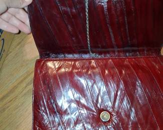 Vintage Eel Skin Clutch with Chain