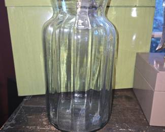 Vintage Anchor Hocking Ribbed Glass Refrigerator Bottle or Pitcher
