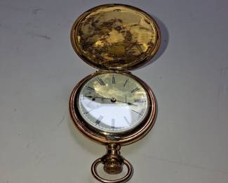 Lady Waltham 14K Gold Engraved Hunter Case Pocket Watch, ca. 1903