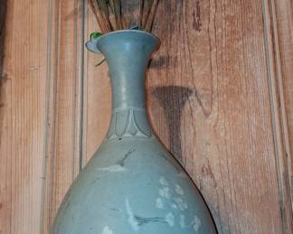 Korean Celadon Vase with Crane and Cloud Motifs