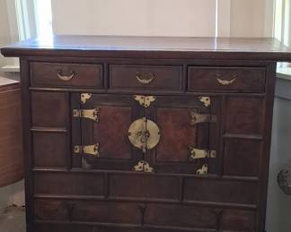 Korean Bandaji Chest with Burl Wood Panels 3'2"x1'6"x3'