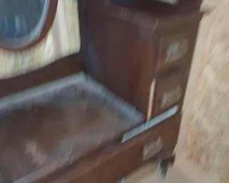 Victorian Oak Triple Mirror Vanity