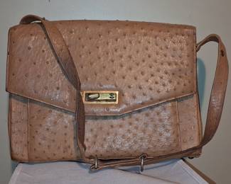 Vintage Corbeau Ostrich Leather Shoulder Bag