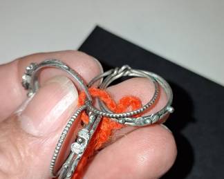 Vintage Sterling Silver Stackable Rings with Floral Motifs