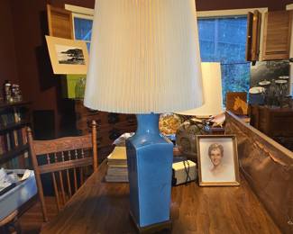 Design Technics Bottle Form Persian Blue Glaze Ceramic Table Lamp, 1960s