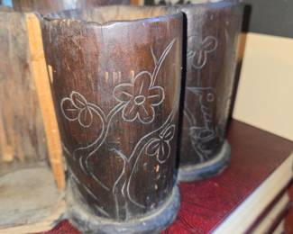 Vintage Carved Bamboo Brush Pot