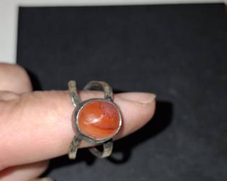 Vintage Sterling Silver and Carnelian Ring - Touareg Style