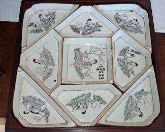 Chinese Export Porcelain Famille Rose Nine-Piece Sweetmeat Set