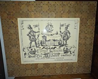 Chateau Lagrange 1967 Wine Label Cork Mosaic Plaque