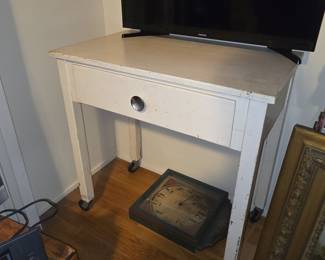 Vintage Painted Wood Sewing or Side Table