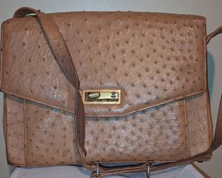 Vintage Corbeau Ostrich Leather Shoulder Bag