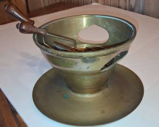 Vintage Brass Chafing Dish with Utensils