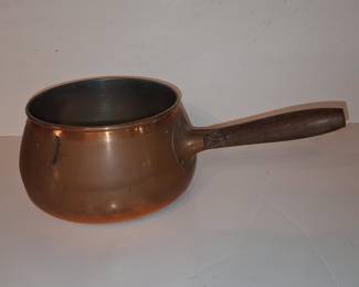 Vintage Copper Saucepan with Wood Handle - Made in Portugal