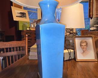 Design Technics Bottle Form Persian Blue Glaze Ceramic Table Lamp, 1960s