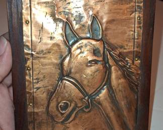 Vintage Hand Hammered Copper Horse Head Plaque