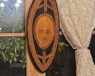 Papua New Guinea Sepik River Carved Wood Shield
