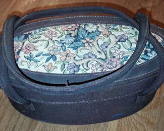 Vintage Floral Tapestry Train Case / Cosmetic Bag