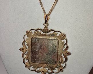 Vintage Fragonard Style Courting Couple Porcelain Pendant Necklace