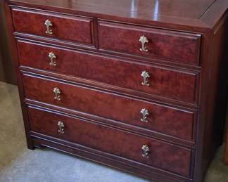 Mid-Century Burl Wood Veneer Chest of Drawers 36"x38"32"