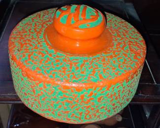 Burmese Red and Green Lacquerware Box