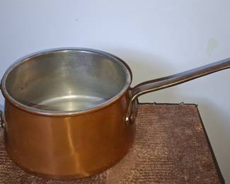 Vintage Copper Saucepan with Brass Handle, Made in Portugal