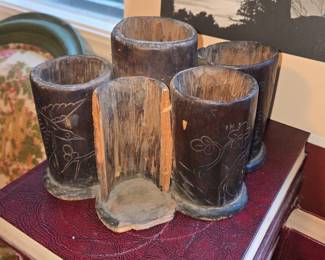 Vintage Carved Bamboo Brush Pot