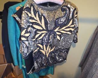Vintage Laurence Kazar Sequin and Bead Embellished Top