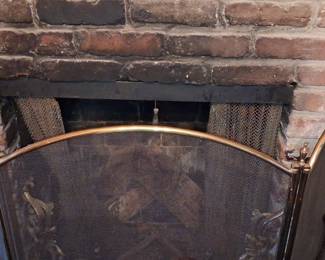 Neoclassical Style Brass Fireplace Screen
